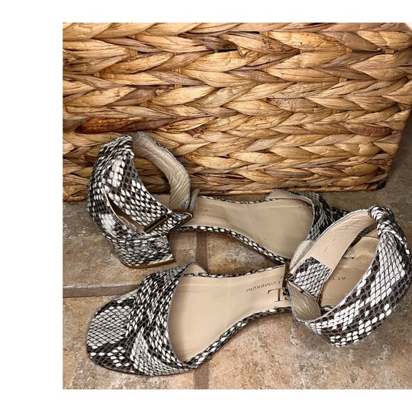 AGL Snakeskin Print Platform Sandals, Strappy, Sz 38, Made in Italy, Leather - Picture 2 of 8
